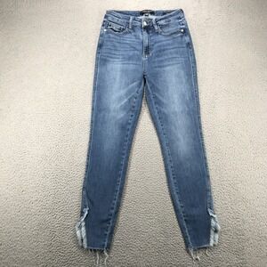 JUDY BLUE Jeans Size 7/28 Skinny Fit Mid Rise Raw‎ Split Hem Stretch Denim